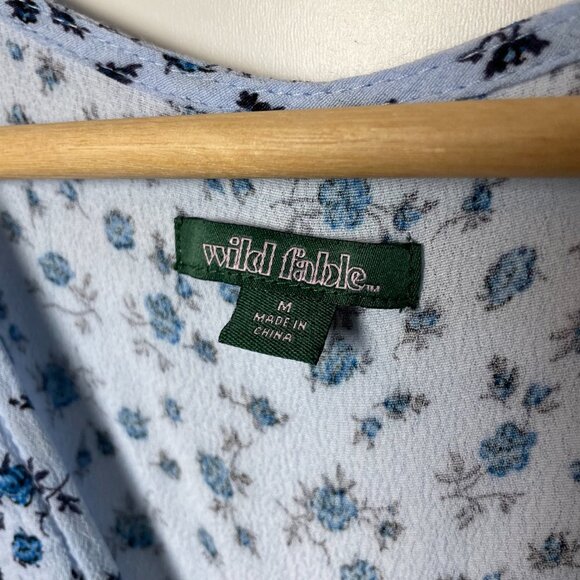Wild Fable Target Light Blue Floral A-Line Faux Wrap Dress Size Medium - Picture 5 of 11